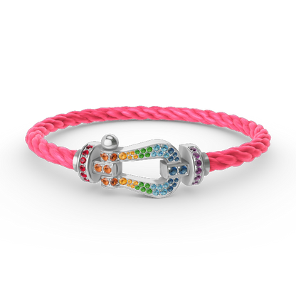 [Bijoux de luxe] FORC GRAND BRACELET DIAMANT COLORÉ FER À CHEVAL ARGENT