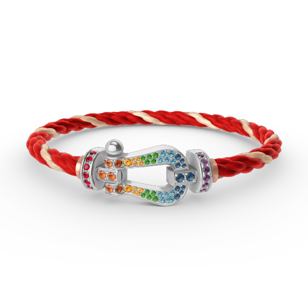 [Bijoux de luxe] FORC GRAND BRACELET DIAMANT COLORÉ FER À CHEVAL ARGENT