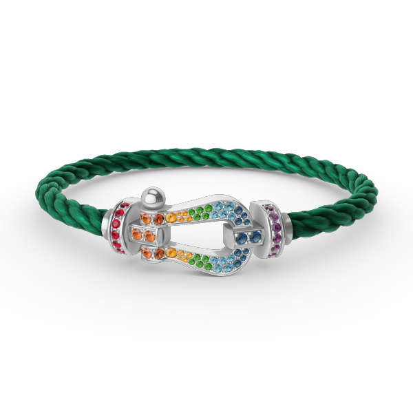 [Bijoux de luxe] FORC GRAND BRACELET DIAMANT COLORÉ FER À CHEVAL ARGENT