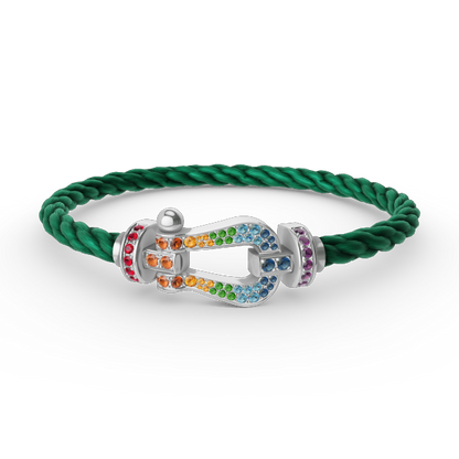 [Bijoux de luxe] FORC GRAND BRACELET DIAMANT COLORÉ FER À CHEVAL ARGENT