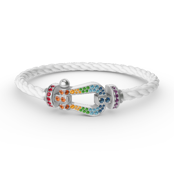 [Bijoux de luxe] FORC GRAND BRACELET DIAMANT COLORÉ FER À CHEVAL ARGENT