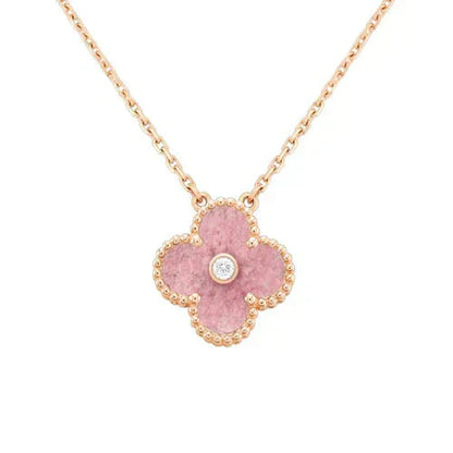 [Bijoux de luxe] Collier Clover 15 mm en rhodonite et diamants