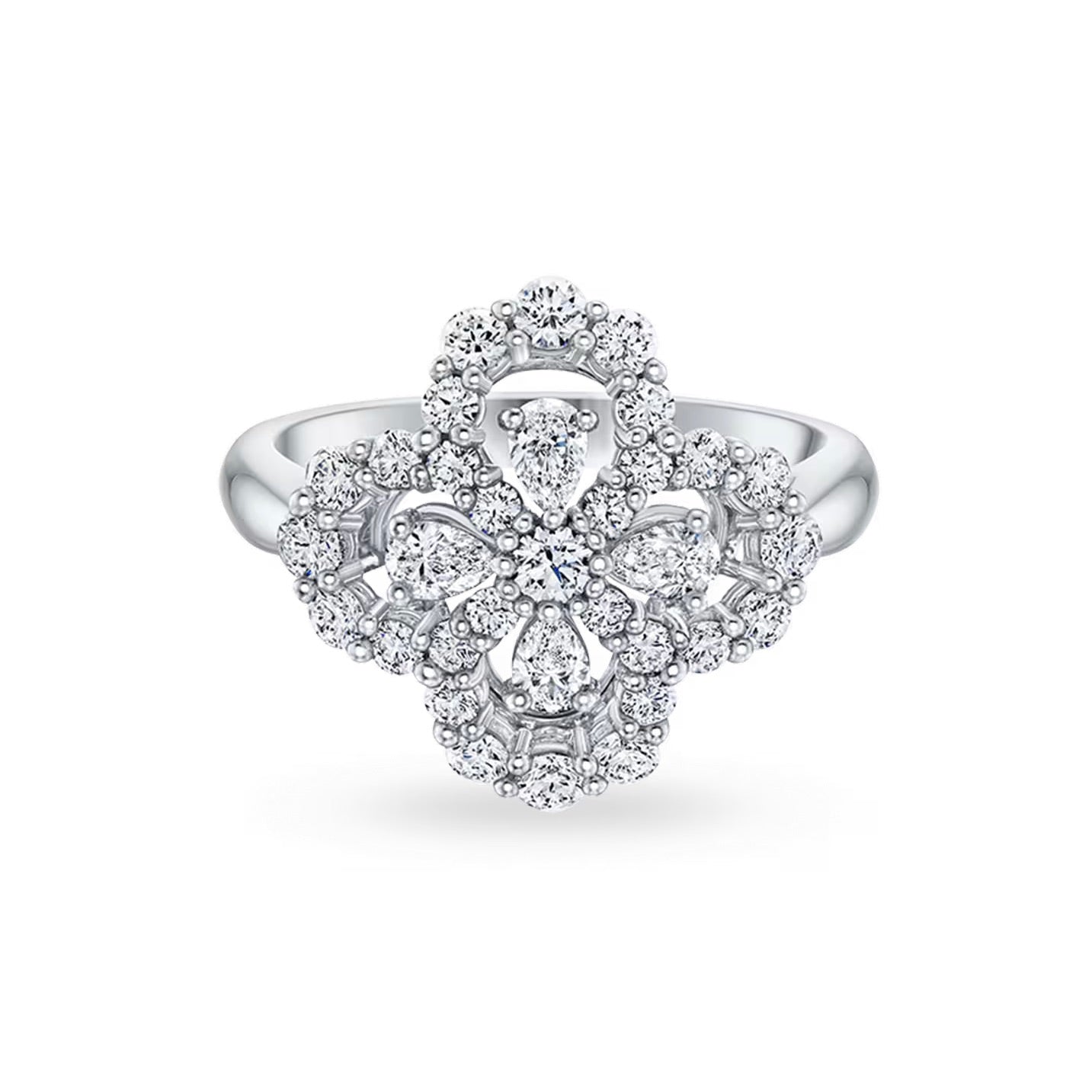 [Bijoux de luxe] BAGUE BOUCLE MOTIF COMPLET DIAMANT 16MM ARGENT