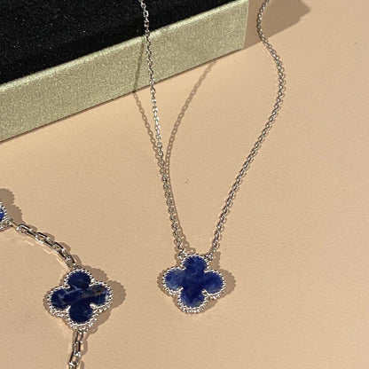 [Luxe Jewelry]CLOVER 15MM PIETERSITE NECKLACE SILVER