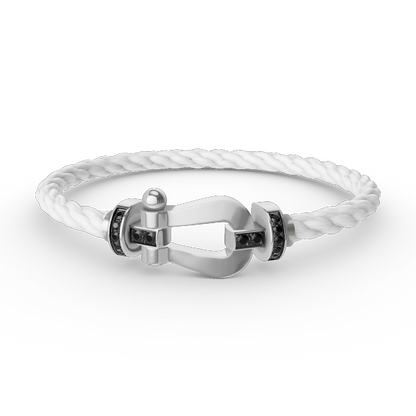 [Luxe Jewelry]FORCE LARGE HORSESHOE BLACK DIAMOND BRACELET SILVER