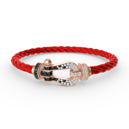 [Luxe Jewelry]FORCE LARGE HORSESHOE BLACK WHITE DIAMOND BRACELET ROSE GOLD