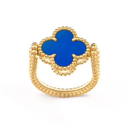 [Bijoux de luxe] BAGUE EN AGATE BLEUE RIVERSIBLE CLOVER