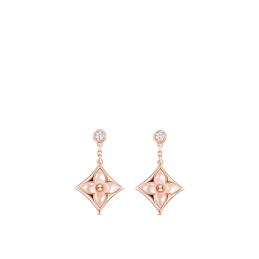 [Bijoux de luxe]Boucles d'oreilles pendantes en or rose à double étoile