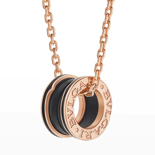 [Luxe Jewelry]ZERO 1 BLACK CERAMIC PINK GOLD NECKLACE