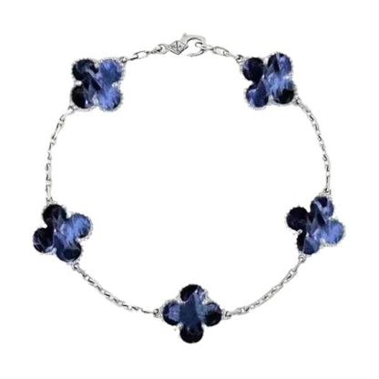 [Luxe Jewelry]CLOVER 5 MOTIF PIETERSITE SILVER BRACELET