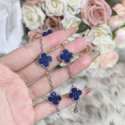 [Luxe Jewelry]CLOVER 5 MOTIF PIETERSITE SILVER BRACELET