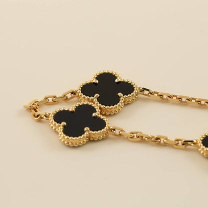 [Luxe Jewelry]CLOVER  5 MOTIFS BLACK ONYX BRACELET