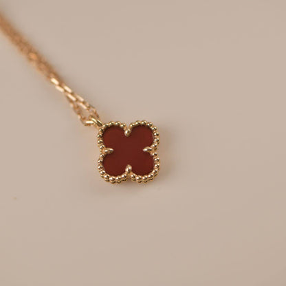 [Bijoux de luxe] Collier Clover Mini Cornaline Blanche 9,5 mm