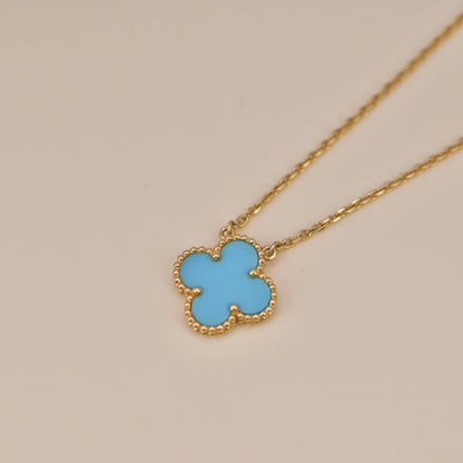 [Luxe Jewelry]CLOVER 15MM VINTAGE TURQUOISE NECKLACE