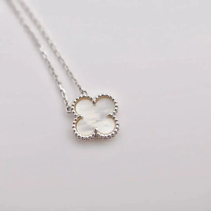 [Luxe Jewelry]CLOVER  15MM WHITE MOTHER-OF-PEARL SILVER