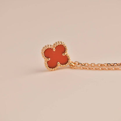 [Bijoux de luxe] Collier Clover Mini Cornaline Blanche 9,5 mm