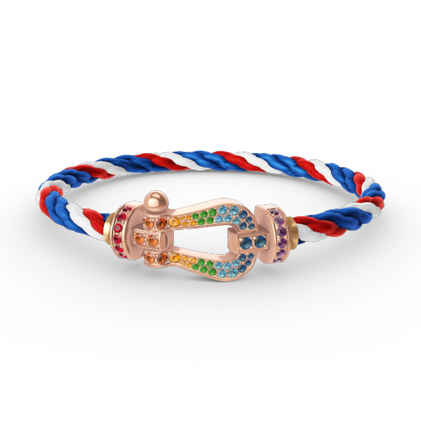 [Bijoux de luxe] BRACELET FORCE GRAND FER À CHEVAL EN DIAMANTS COLORÉS OR ROSE