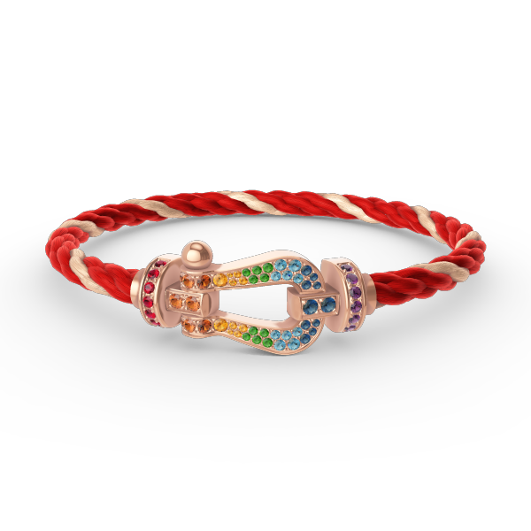 [Bijoux de luxe] BRACELET FORCE GRAND FER À CHEVAL EN DIAMANTS COLORÉS OR ROSE
