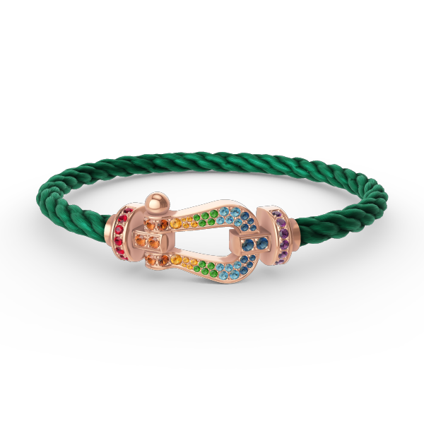 [Bijoux de luxe] BRACELET FORCE GRAND FER À CHEVAL EN DIAMANTS COLORÉS OR ROSE