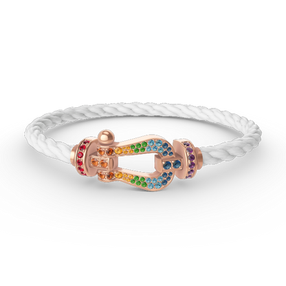 [Bijoux de luxe] BRACELET FORCE GRAND FER À CHEVAL EN DIAMANTS COLORÉS OR ROSE