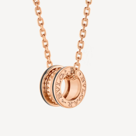 [Luxe Jewelry]ZERO 1 ROCK PEDANT PINK GOLD BLACK NECKLACE