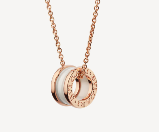 [Luxe Jewelry]ZERO 1 WHITE CERAMIC PINK GOLD NECKLACE