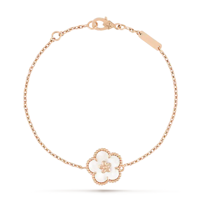 [Bijoux de luxe] Bracelet porte-bonheur en nacre blanche et fleur de prunier