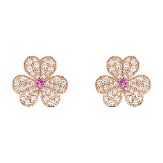 [Luxe Jewelry]FRIVOLE PINK GOLD FLOWER DIAMOND EARRINGS