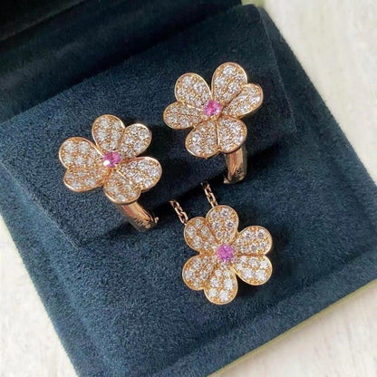 [Luxe Jewelry]FRIVOLE PINK GOLD FLOWER DIAMOND EARRINGS
