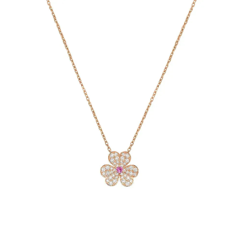 [Luxe Jewelry]FRIVOLE ROSE GOLD FLOWER DIAMOND NECKLACE
