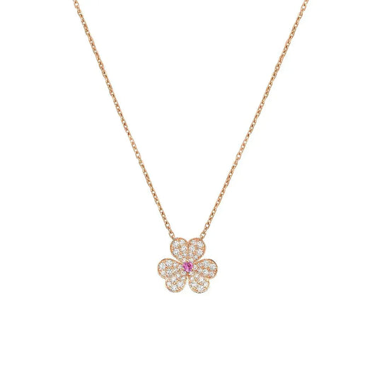 [Luxe Jewelry]FRIVOLE ROSE GOLD FLOWER DIAMOND NECKLACE