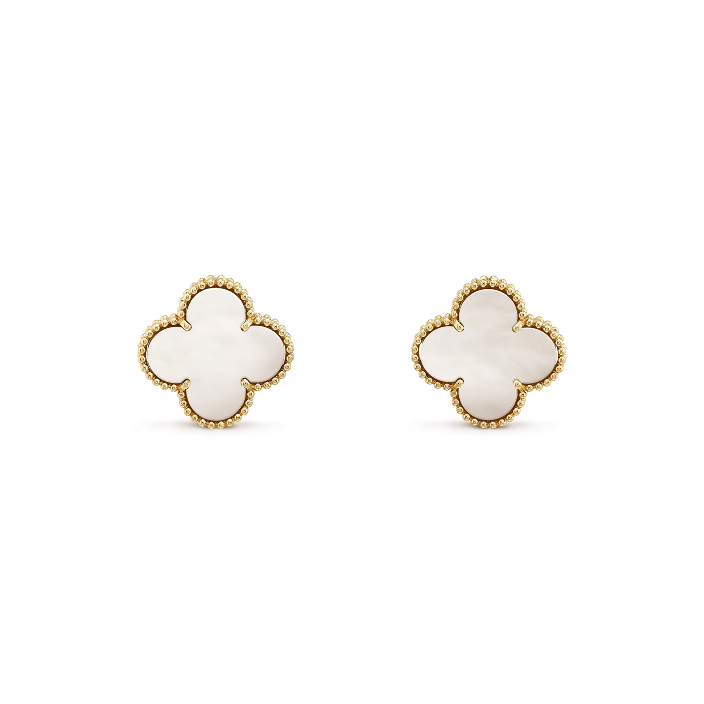 [Luxe Jewelry]CLOVER MEDIUM 1 MOTIFS  WHITE MOP STUD EARRINGS