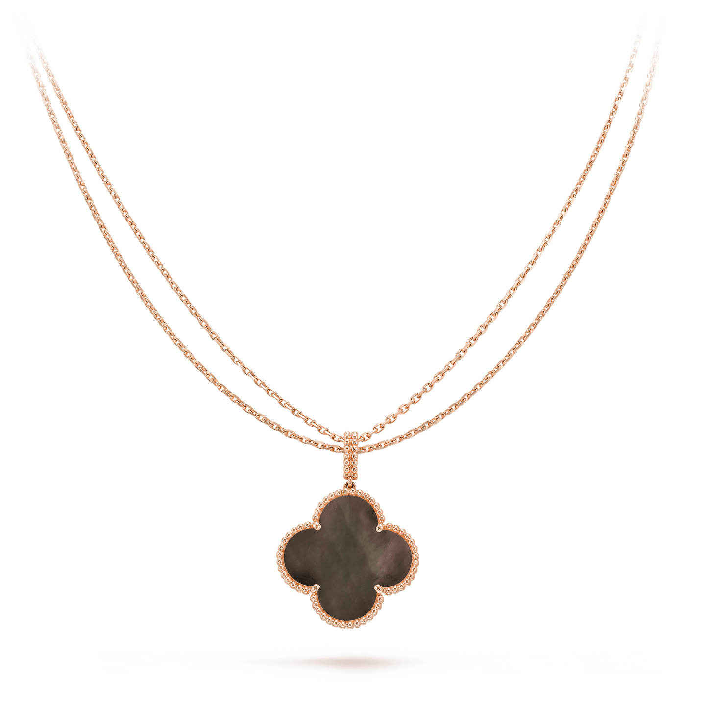 [Luxe Jewelry]CLOVER 25MM GOLD DARK MOP BIG CLOVER NECKLACE