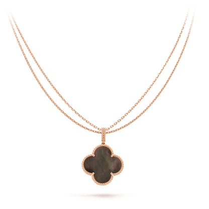 [Luxe Jewelry]CLOVER 25MM GOLD DARK MOP BIG CLOVER NECKLACE