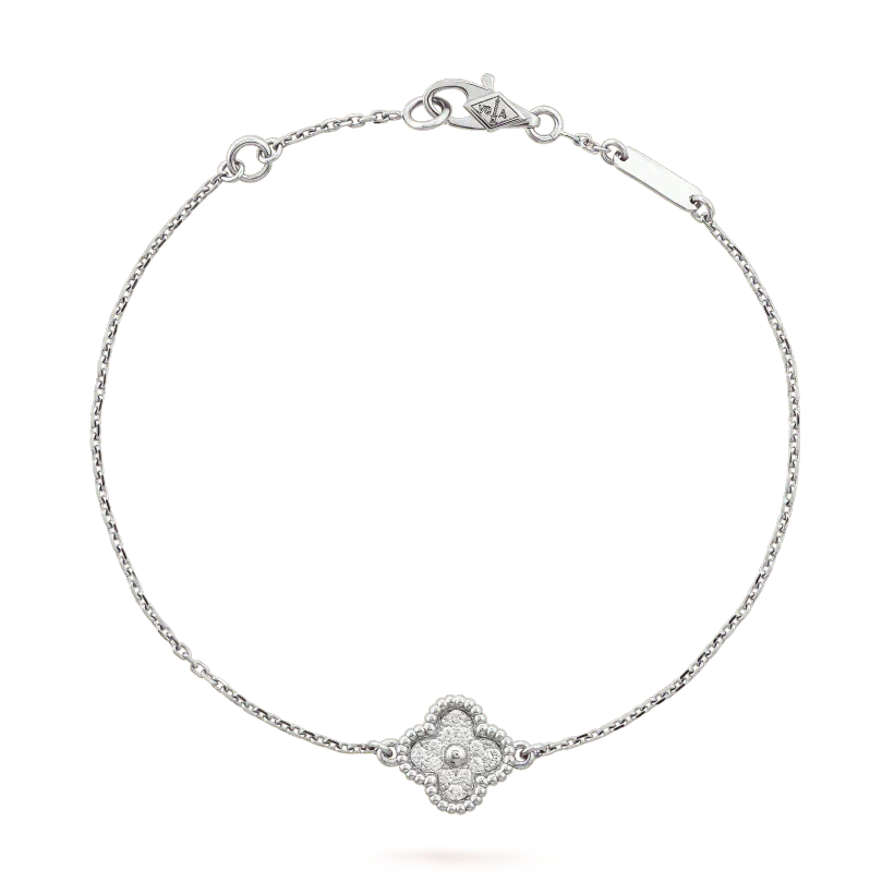 [Bijoux de luxe] Bracelet fleur unique en argent avec trèfle