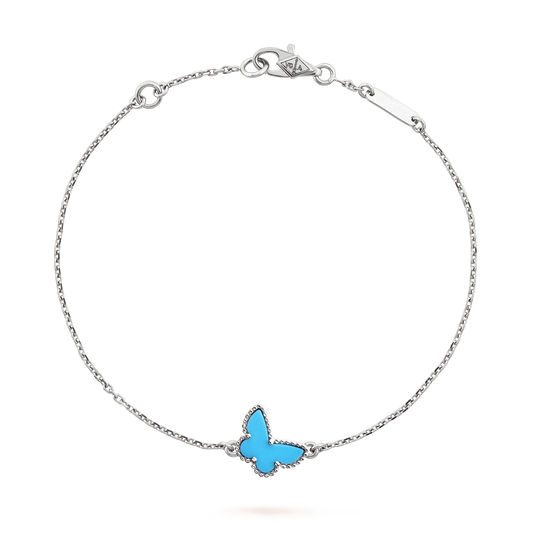[Bijoux de luxe]Bracelet papillon turquoise en argent