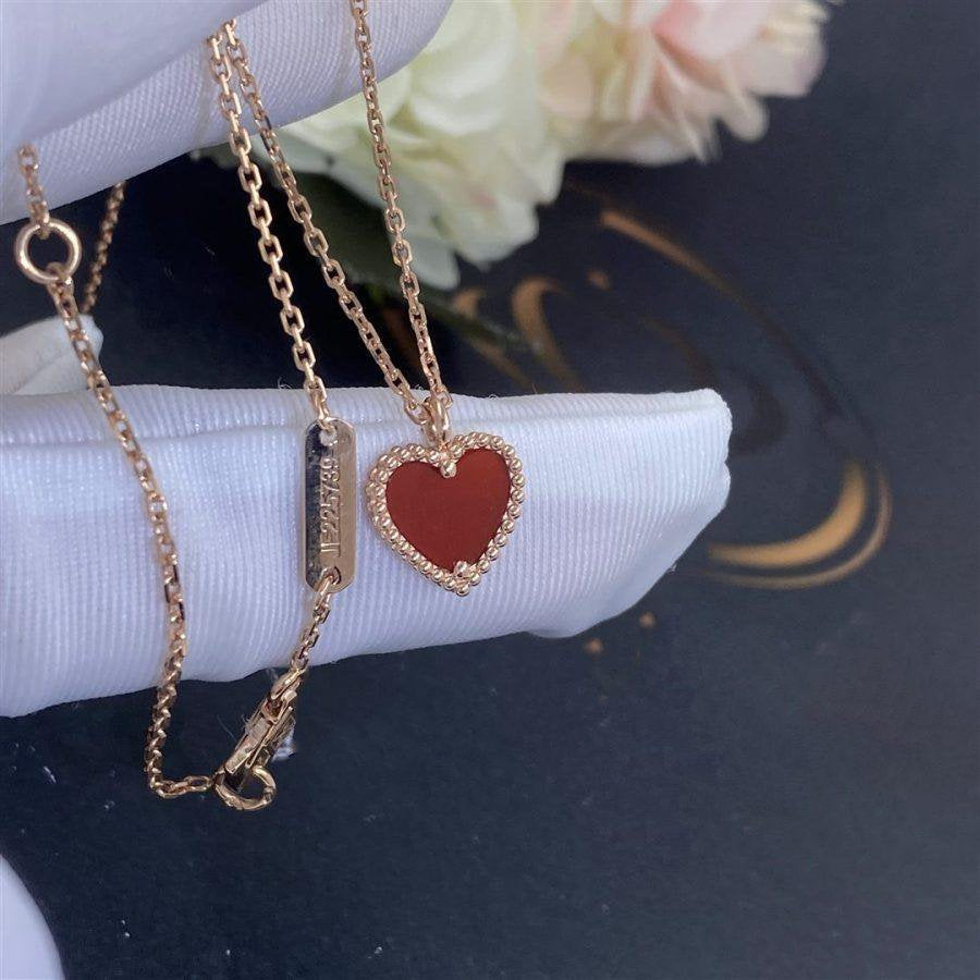 [Luxe Jewelry]SWEET CLOVER CARNELIAN HEART NECKLACE