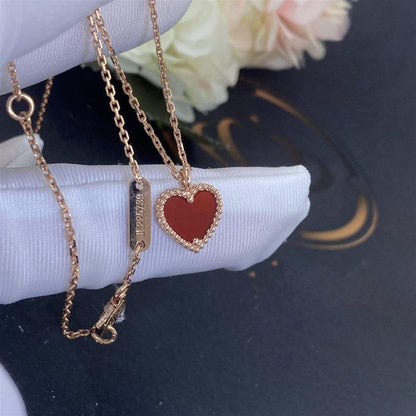 [Luxe Jewelry]SWEET CLOVER CARNELIAN HEART NECKLACE