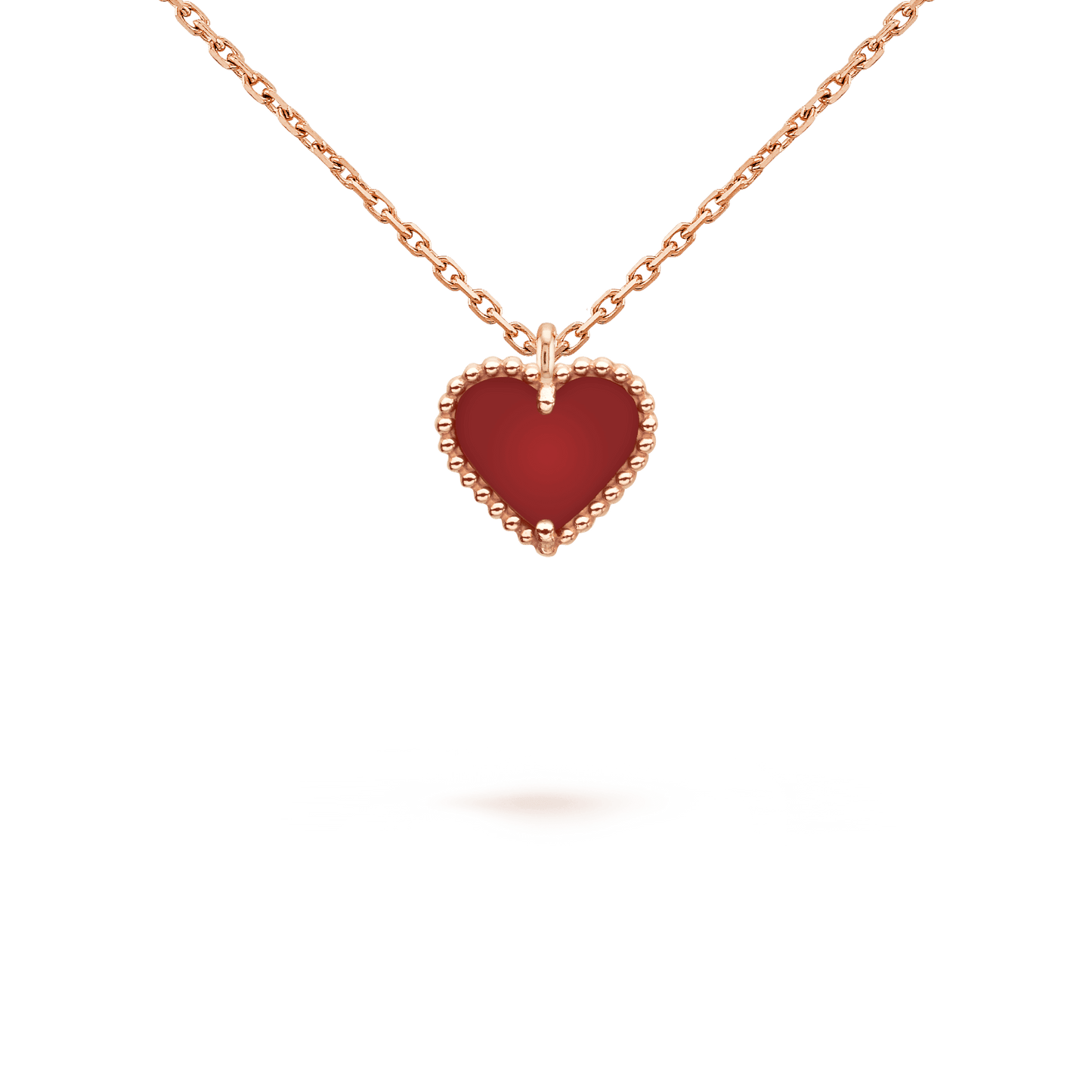 [Luxe Jewelry]SWEET CLOVER CARNELIAN HEART NECKLACE