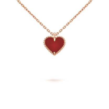 [Luxe Jewelry]SWEET CLOVER CARNELIAN HEART NECKLACE