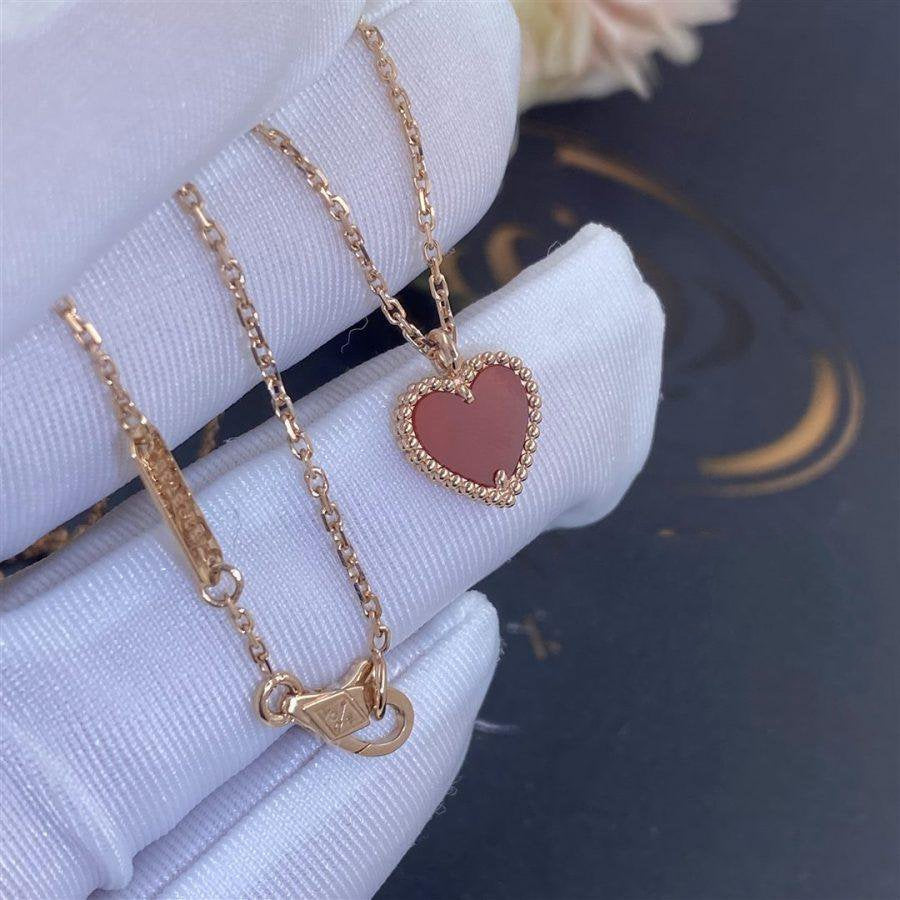 [Luxe Jewelry]SWEET CLOVER CARNELIAN HEART NECKLACE