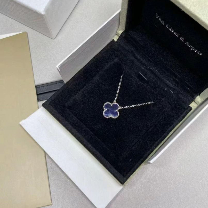 [Luxe Jewelry]CLOVER 15MM PIETERSITE NECKLACE SILVER