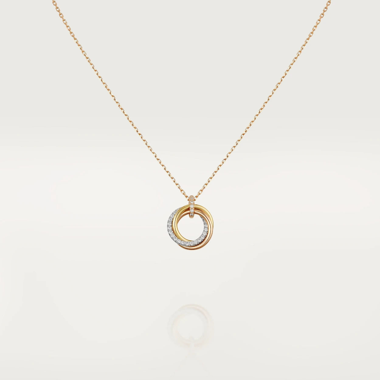 [Bijoux de luxe] COLLIER TRINITY ARGENT OR OR ROSE DIAMANTS 