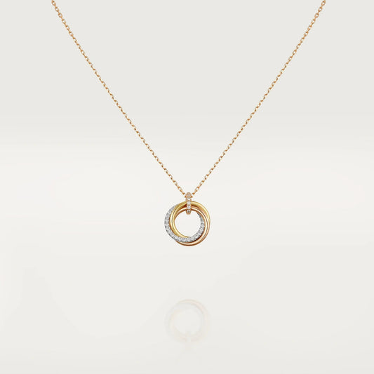 [Luxe Jewelry]TRINITY NECKLACE SILVER GOLD PINK GOLD DIAMONDS