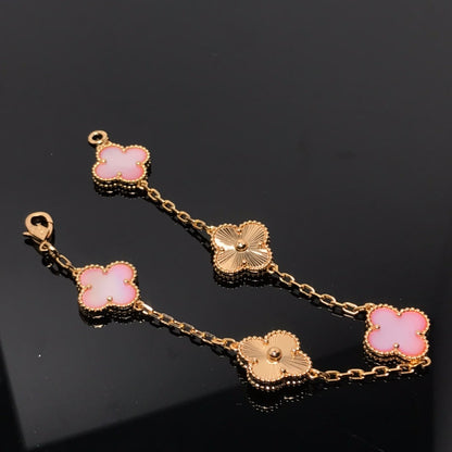 [Luxe Jewelry]CLOVER BRACELET 5 MOTIF PINK AND PINK GOLD