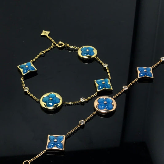 [Bijoux de luxe] BRACELET BLEU 4 MOTIFS ÉTOILE ET SOLEIL