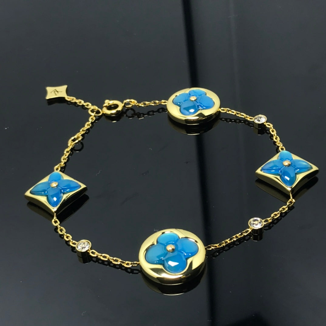 [Bijoux de luxe] BRACELET BLEU 4 MOTIFS ÉTOILE ET SOLEIL