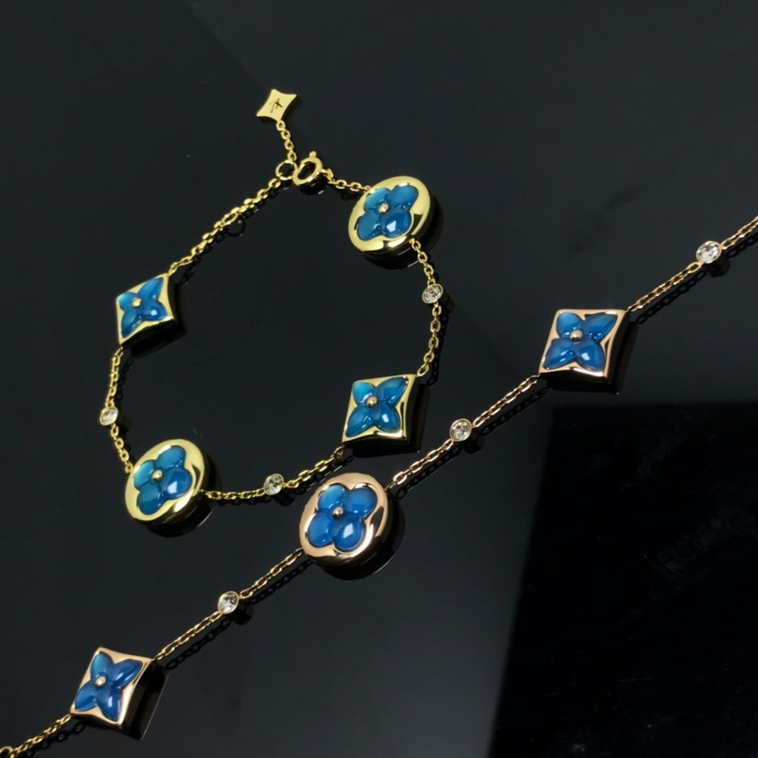 [Bijoux de luxe] BRACELET BLEU 4 MOTIFS ÉTOILE ET SOLEIL