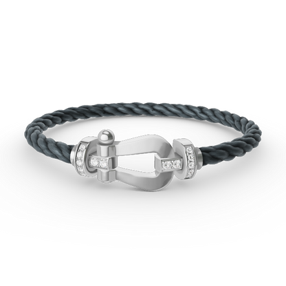 [Luxe Jewelry]FORCE LARGE HORSESHOE HALF DIAMOND BRACELET SILVER