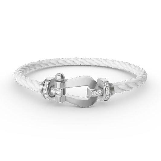 [Luxe Jewelry]FORCE LARGE HORSESHOE HALF DIAMOND BRACELET SILVER